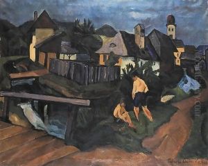Bank of the Zazar (Nagybanya) 1928 by Tibor Duray
