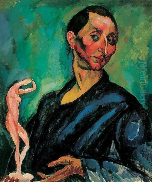 Self portrait with Sculpture 1910 - view 1