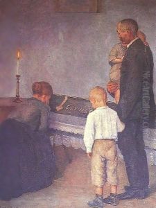 Agricultural Worker Family III Death of the Mother (triptych) 1926 by Kann Gyula Kosztolanyi