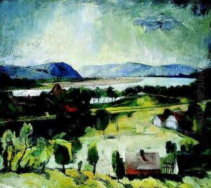 Houses along the Danube (Danube Landscape) 1928 by Istvan Desi-Huber