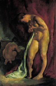 Nude in Front of a Red Drapery (After Bath) c 1919