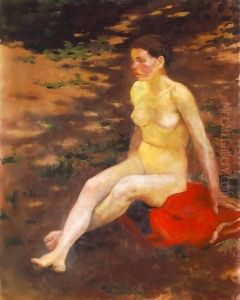 Nude in the Garden 1914 by Istvan Desi-Huber