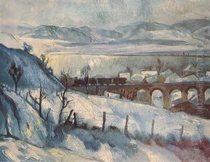 Viaduct (Winter Landscape with Railway) 1927 by Istvan Desi-Huber