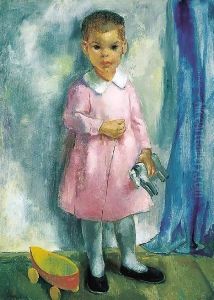 Zsuzsa with the Wooden Horse 1927 by Istvan Desi-Huber