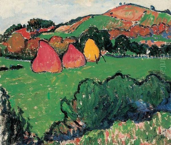 Landscape at Nagybanya with Haystacks 1915 - view 1