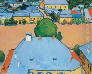 The Main Square in Nagybanya 1908 by Robert King