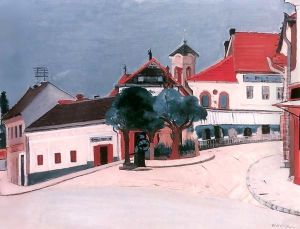Erzsebet Square at Szentendre 1929 by George Loftus Noyes