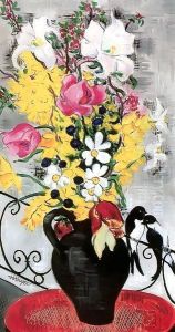 Flower Still life with Swallowsc 1932 by George Loftus Noyes