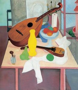 Still life with Mandolin 1920s by George Loftus Noyes