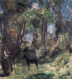 Forest Scene with Colt 1940 by Karl Briullov