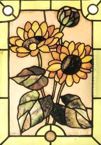 Glass Window with Sunflowers 1897 by Margit Graber