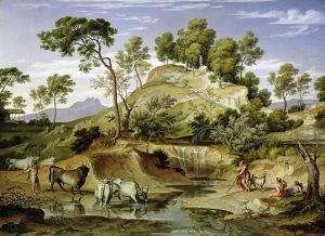 Landscape with Shepherds and Cows and at the Spring 1832 34 by Joseph Anton Koch