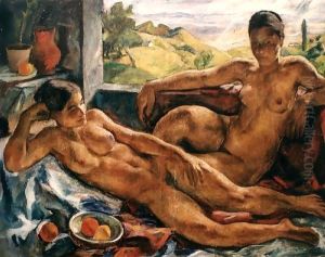 Two Nudes 1923 by Valer Ferenczy