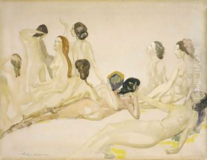 Eleven Nudes ca 1910 by Arthur Bowen Davies