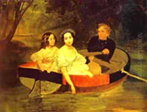Self portrait with Baroness Ye N Meller Zakomelskaya and a Girl in a Boat Unfinished 1833 1835 Self portrait with Baroness Ye N Meller Zakomelskaya and a Girl in a Boat Unfinished 1833 1835