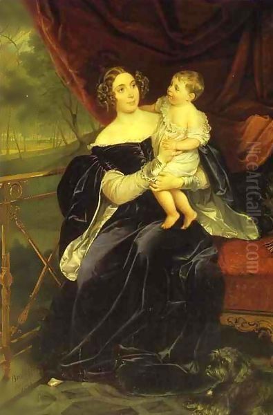 Portraitof Countess O I Orlova Davydova and Her Daughter - view 1