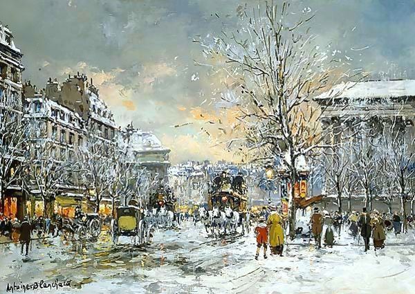 Omnibus at the Place de la Madeleine Winter - view 1