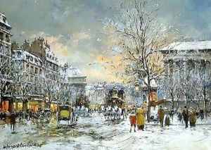 Omnibus at the Place de la Madeleine Winter