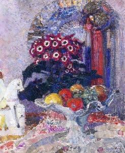 Fruit Flowers and Staffordshire by Lassak Lajos
