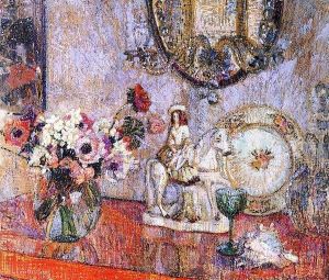 Still Life with Poppies and Staffordshire by Lassak Lajos