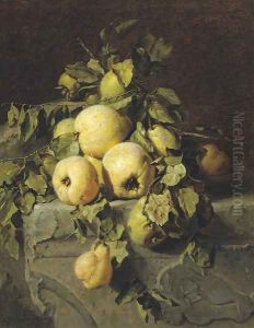 Quinces on a ledge by Adriana-Johanna Haanen