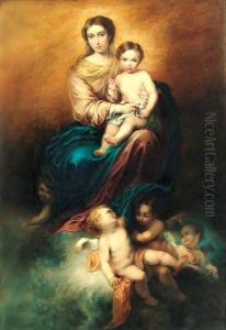The virgin and child in glory by Bartolome Esteban Murillo