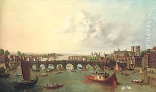 View of the Thames, with Westminster Bridge from the North on Lord Mayor's Day - view 1