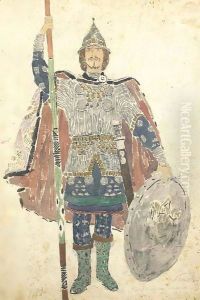 Two costume designs for Ruslan and Liudmila Farlaf by Aleksandr Jakovlevic Golovin