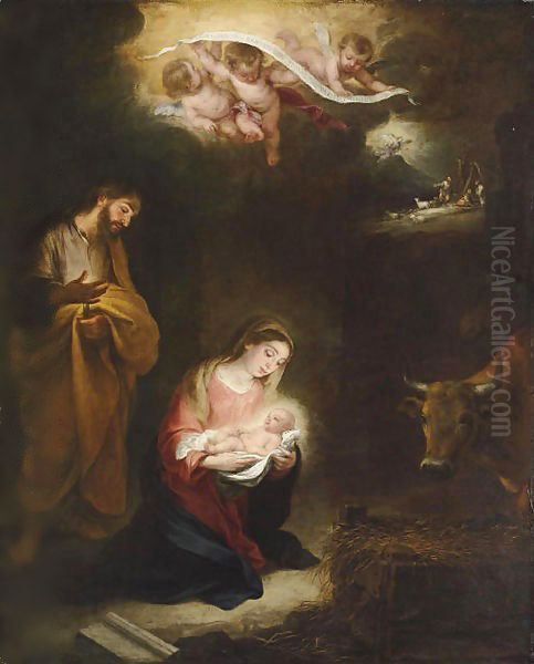 The Nativity with the Annunciation to the Shepherds beyond - view 1