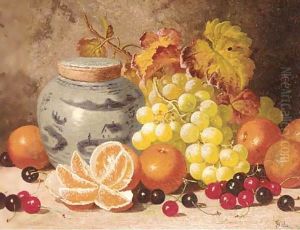 Oranges, cherries, grapes, and a ginger jar