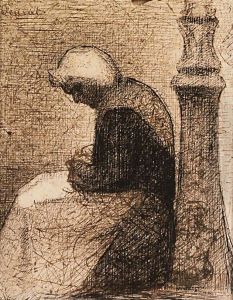 Assise prs d'un rverbre (Woman seated near a Streetlamp) by Georges Seurat