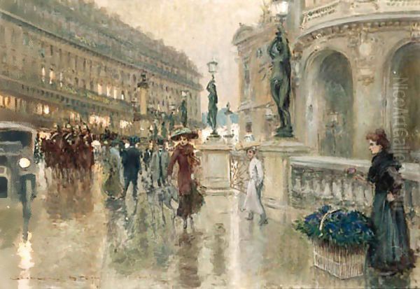 A Parisian boulevard by night - view 1