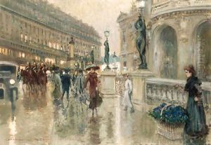 A Parisian boulevard by night by Georges Stein