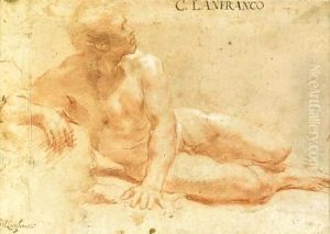 A reclining nude in profile to the right by Giovanni Lanfranco