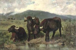 The watering hole by Giuseppe Palizzi
