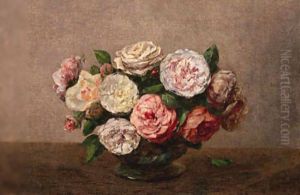 Bol de roses by Ignace Henri Jean Fantin-Latour