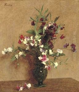 Pois de senteur dans un verre by Ignace Henri Jean Fantin-Latour