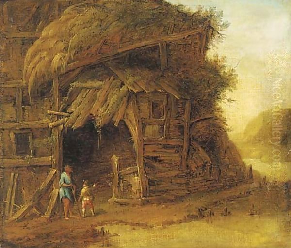 Peasants before a barn - view 1