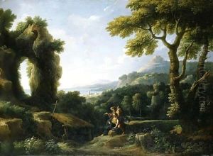 An Italianate coastal landscape with the Death of Saint Mary of Egypt