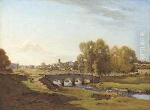 Pont sur la Soane a Monthureaux, Vosges by Jean Ferdinand Monchablon
