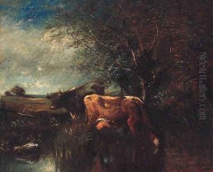 Cattle watering by Jules Dupre