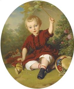 A young boy in a garden by Konstantin Johannes Franz Cretius