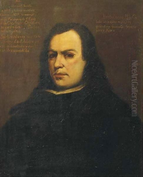 Portrait of the artist, half-length, in a black costume with a white collar - view 1
