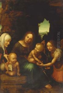 The Madonna and Child with the Infant Saint John the Baptist, Saint Elizabeth and the Archangel Michael by Bernardino Luini