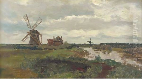 Windmills in a polder landscape - view 1