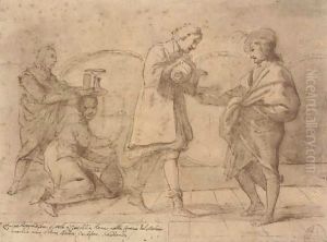The poet Baldini drinking in Melosi's bar by Pier Francesco Mola