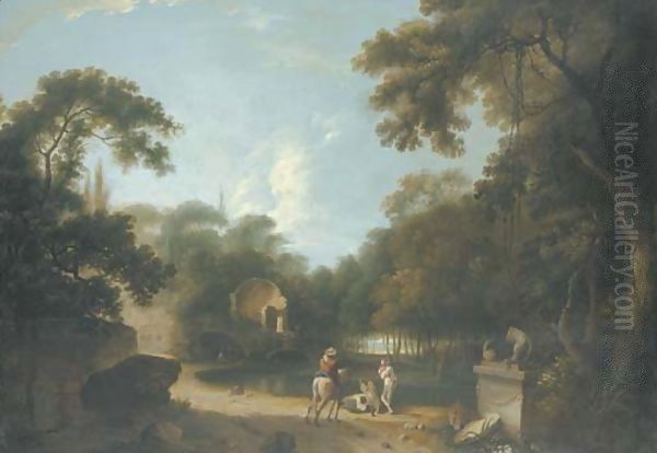 Figures in a landscape with ruins - view 1