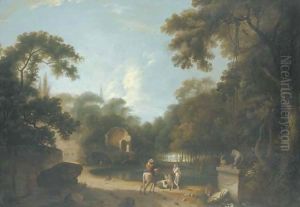 Figures in a landscape with ruins
