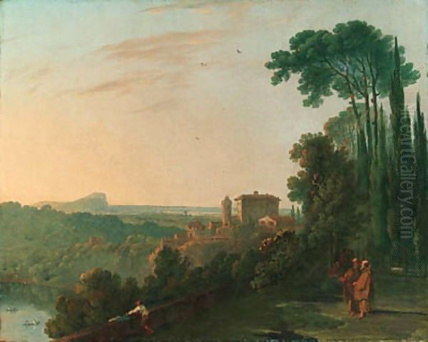 Lake Nemi, with two friars - view 1