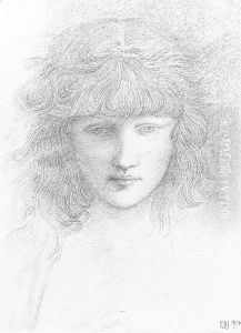 Head of a young girl by Sir Edward Coley Burne-Jones